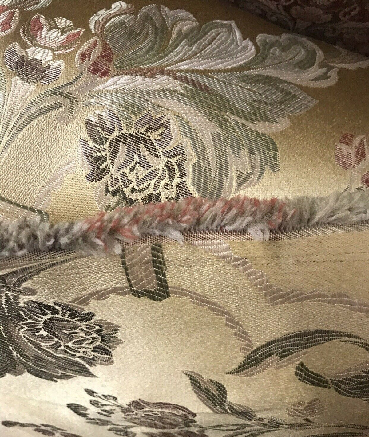 NEW SALE 110” Wide Princess Holly Designer Brocade Satin Fabric- Antique Yellow Gold Floral Damask - Fancy Styles Fabric Pierre Frey Lee Jofa Brunschwig & Fils