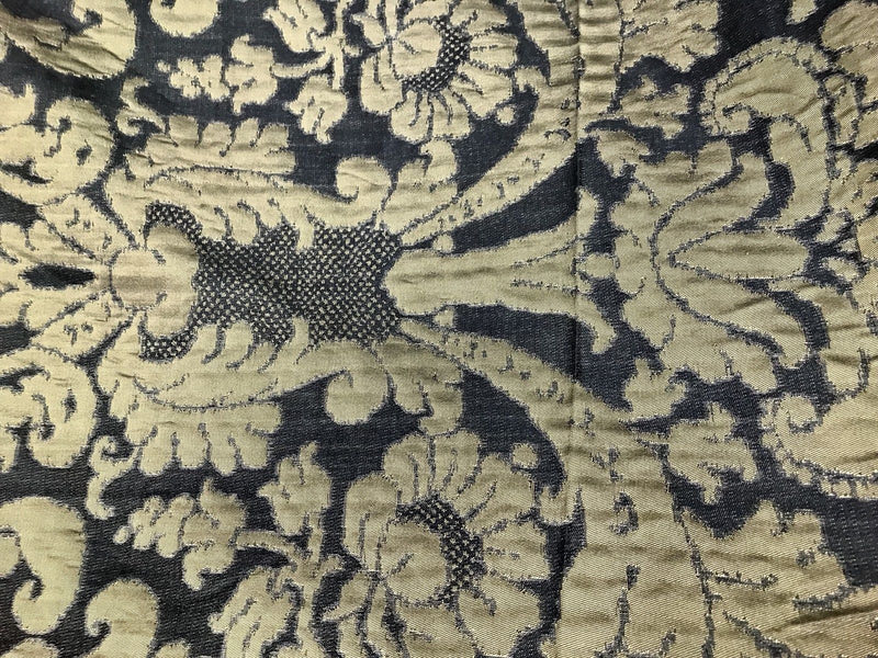 SALE! 100% Silk Taffeta Damask Brocade Drapery Fabric - Gold Black-By The Yard - Fancy Styles Fabric Boutique