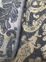 Lord Augustin Designer Velvet Chenille Burnout Damask Upholstery Fabric - Gray & Gold - Fancy Styles Fabric Pierre Frey Lee Jofa Brunschwig & Fils