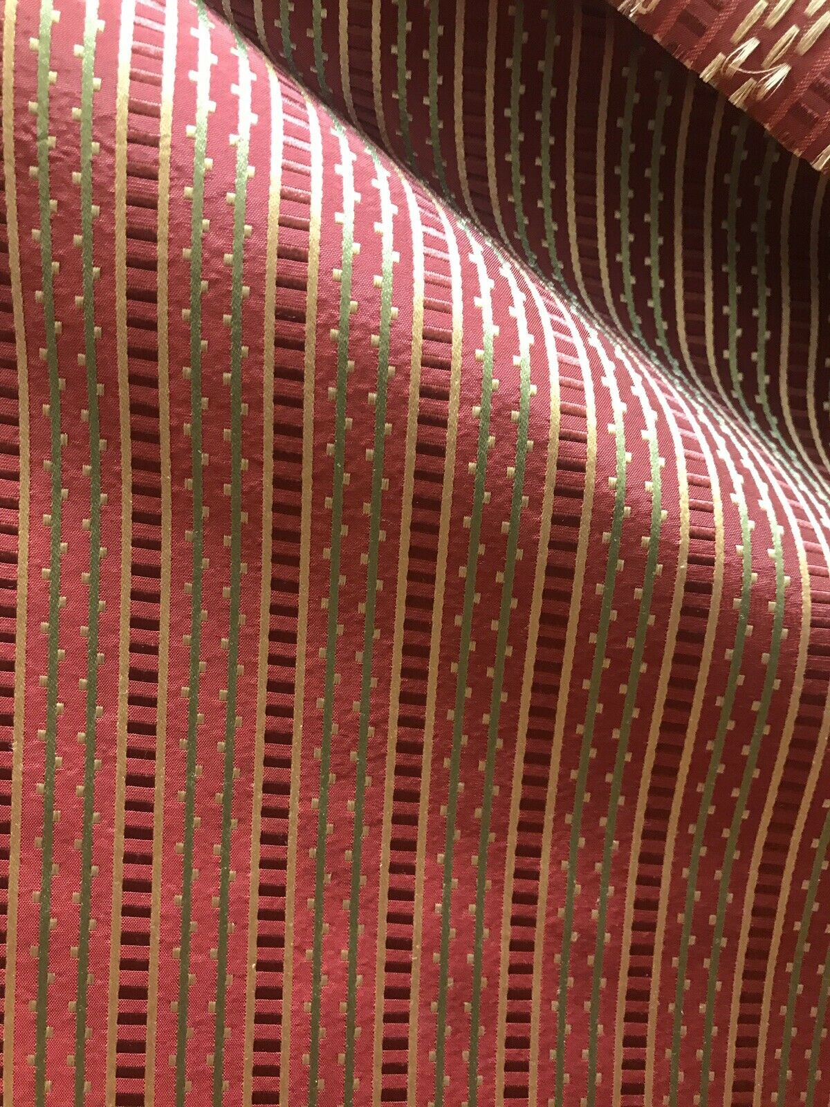 NEW! Lady Rebecca Designer 100% Silk Taffeta Striped Fabric - Red LLSAR0001 - Fancy Styles Fabric Pierre Frey Lee Jofa Brunschwig & Fils