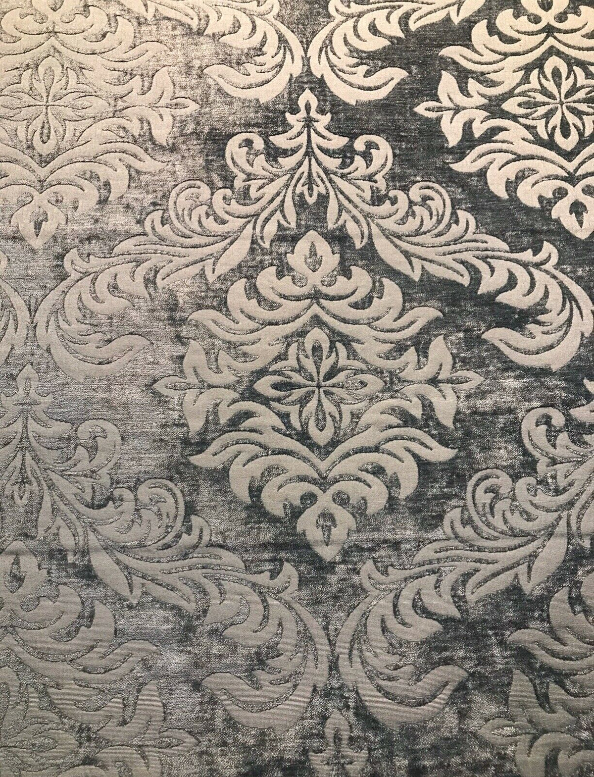 NEW Duke Albert Double Sided Burnout Chenille Velvet Fabric- Gray Upholstery Damask - Fancy Styles Fabric Pierre Frey Lee Jofa Brunschwig & Fils