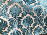NEW! Duke Gabriel Designer Damask Burnout Chenille Velvet Fabric - Teal Blue - Fancy Styles Fabric Pierre Frey Lee Jofa Brunschwig & Fils