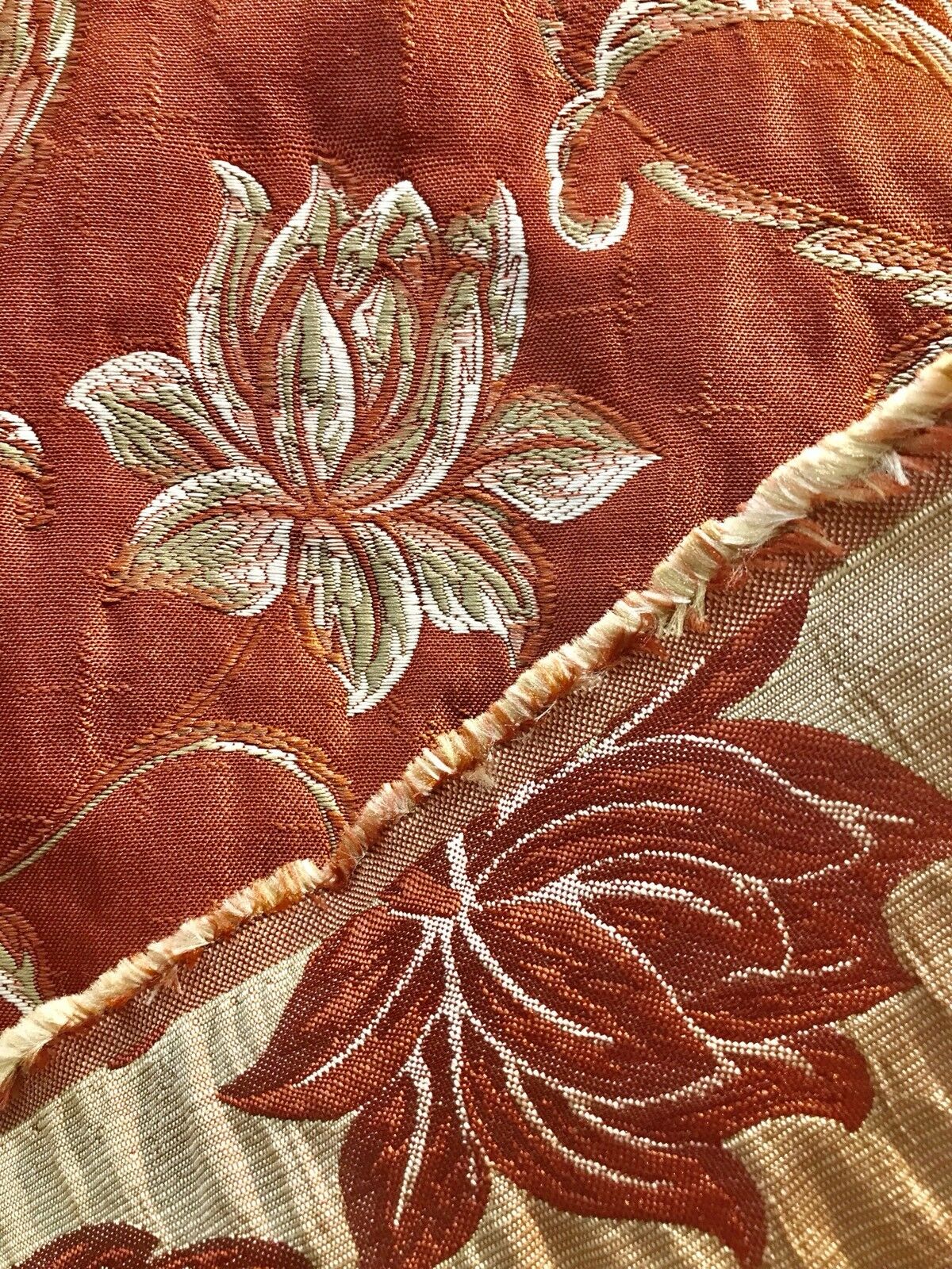 NEW! Designer Quilted Brocade Floral Upholstery Fabric- Rust Brick Red - Fancy Styles Fabric Pierre Frey Lee Jofa Brunschwig & Fils