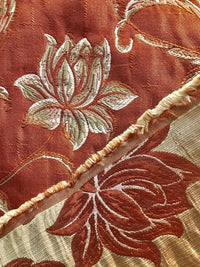 NEW! Designer Quilted Brocade Floral Upholstery Fabric- Rust Brick Red - Fancy Styles Fabric Pierre Frey Lee Jofa Brunschwig & Fils