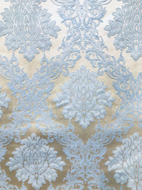 NEW! Back in stock! Princess Gemma Designer Brocade Damask Upholstery Decorating Fabric- Powder Blue - Fancy Styles Fabric Pierre Frey Lee Jofa Brunschwig & Fils