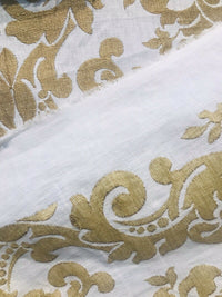NEW Duchess Dolly Novelty Belgium Designer Imported 100% Linen Damask Fabric Gold - Fancy Styles Fabric Pierre Frey Lee Jofa Brunschwig & Fils
