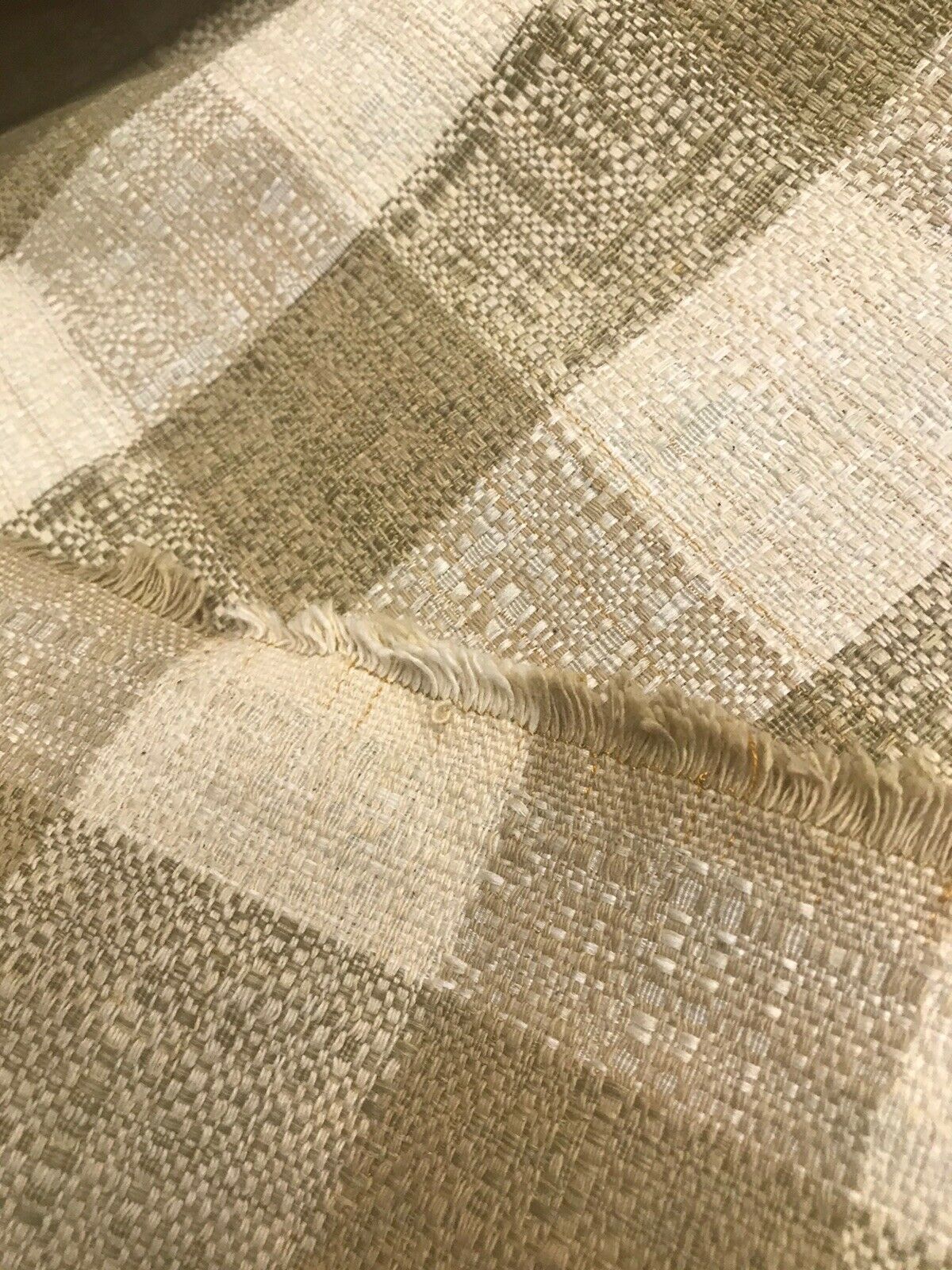 NEW! Designer 100% Raw Silk Gingham Check Decorating Fabric -Camel Brown - Fancy Styles Fabric Pierre Frey Lee Jofa Brunschwig & Fils