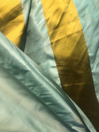 NEW Duchess Zoey Designer 100% Silk Taffeta Dupioni Stripes Fabric - Light Teal & Gold BTY - Fancy Styles Fabric Pierre Frey Lee Jofa Brunschwig & Fils