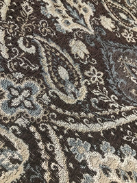 NEW Double Sided Burnout Kilim Rug Inspired Fabric- Blue Brown Upholstery - Fancy Styles Fabric Boutique