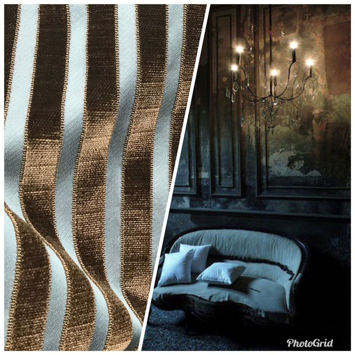 Made In Italy Burnout Damask Chenille Velvet Fabric Stripes - Upholstery - Fancy Styles Fabric Pierre Frey Lee Jofa Brunschwig & Fils