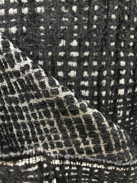 NEW Designer Upholstery Nubby Tweed Chenille Gingham Fabric- Black White - Fancy Styles Fabric Pierre Frey Lee Jofa Brunschwig & Fils