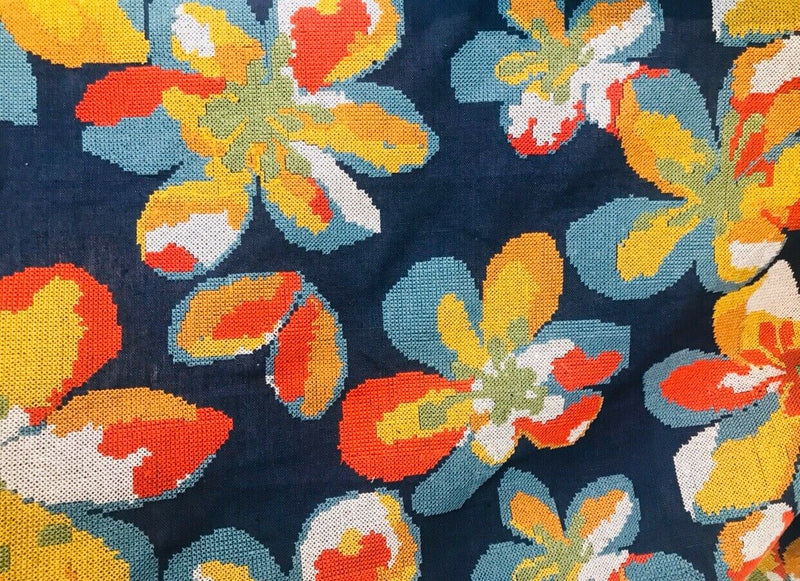 Novelty Cotton Oversized Floral Needlepoint Fabric- Blue-By The Yard - Fancy Styles Fabric Pierre Frey Lee Jofa Brunschwig & Fils