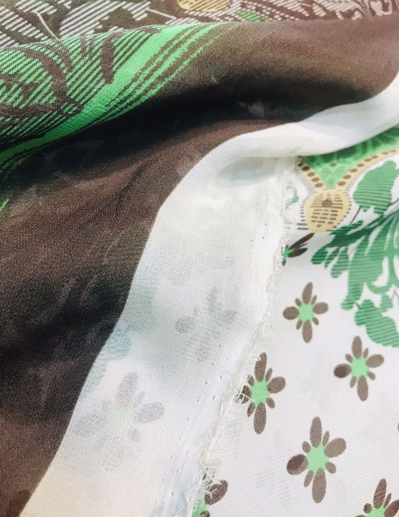 NEW! 100% Silk Chiffon Bohemian Fabric Green Dot Floral By The Yard - Fancy Styles Fabric Pierre Frey Lee Jofa Brunschwig & Fils