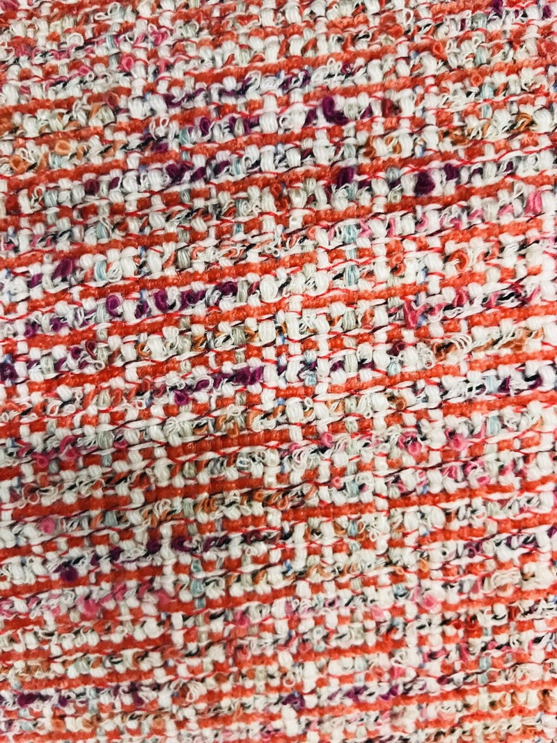 Designer Upholstery Heavyweight Tweed Fabric- Red White- Sold By The Yard - Fancy Styles Fabric Pierre Frey Lee Jofa Brunschwig & Fils