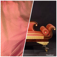 NEW! 100% Silk Taffeta Fabric - Coral And Iridescent Gold Checkered - Fancy Styles Fabric Pierre Frey Lee Jofa Brunschwig & Fils