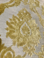 NEW Duke Raphael Designer Velvet Chenille Burnout Damask Upholstery Fabric - Yellow - Fancy Styles Fabric Pierre Frey Lee Jofa Brunschwig & Fils