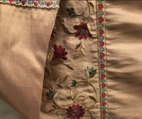 NEW! Lady Margot 100% Silk Dupioni Embroidered Floral Stripes Fabric- Burnt Peach Apricot - Fancy Styles Fabric Pierre Frey Lee Jofa Brunschwig & Fils
