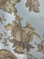 SWATCH Brocade Satin Fabric- Antique Aqua Blue - Embroidery Damask - Fancy Styles Fabric Pierre Frey Lee Jofa Brunschwig & Fils