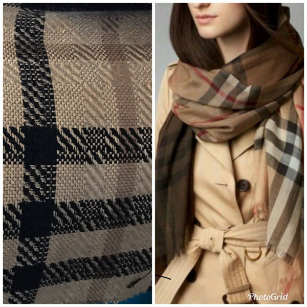 Designer Imported Italian Wool Plaid Tartan Woven Brown Fabric by the yard - Fancy Styles Fabric Pierre Frey Lee Jofa Brunschwig & Fils