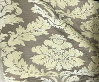 BACK IN STOCK!!! Lady Janet Damask Burnout Chenille Velvet Fabric - Soft Yellow & Taupe - Fancy Styles Fabric Pierre Frey Lee Jofa Brunschwig & Fils
