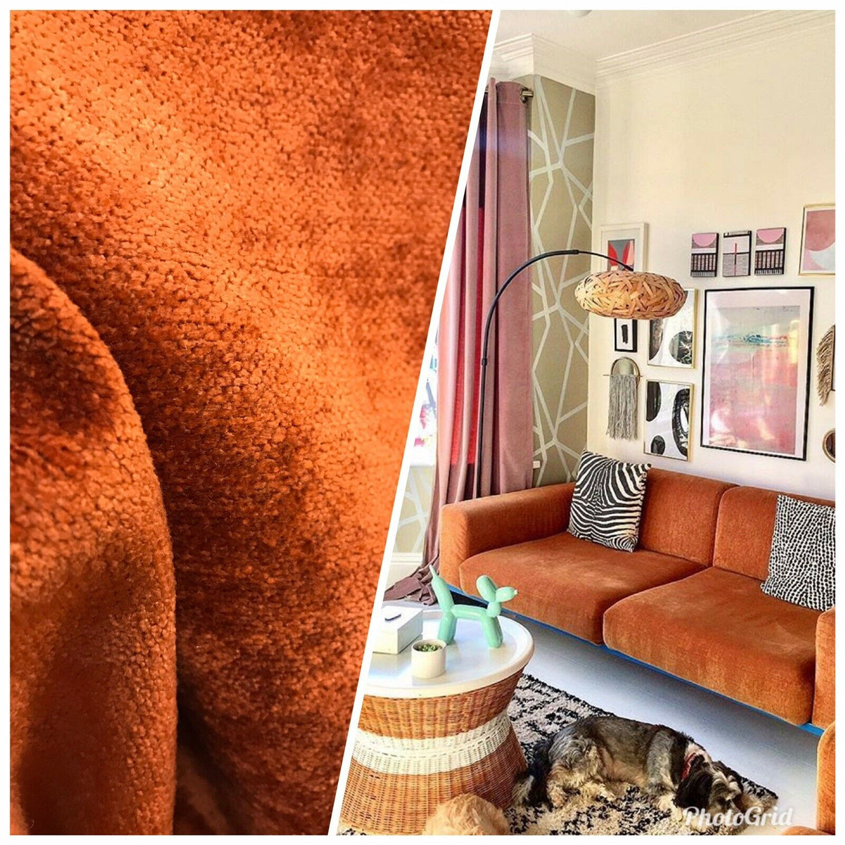 NEW Designer Burnt Orange Chenille Velvet Upholstery Fabric- BTY - Fancy Styles Fabric Pierre Frey Lee Jofa Brunschwig & Fils