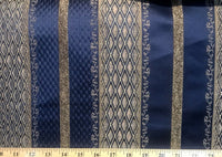 Lady Jennifer Designer Brocade Upholstery & Drapery Satin Striped Fabric Blue Gold LLPBB0004 - Fancy Styles Fabric Pierre Frey Lee Jofa Brunschwig & Fils