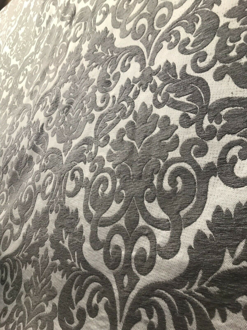 NEW Sir Arthur Double Sided Burnout Chenille Velvet Fabric- Grey & Ivory Upholstery Damask - Fancy Styles Fabric Pierre Frey Lee Jofa Brunschwig & Fils
