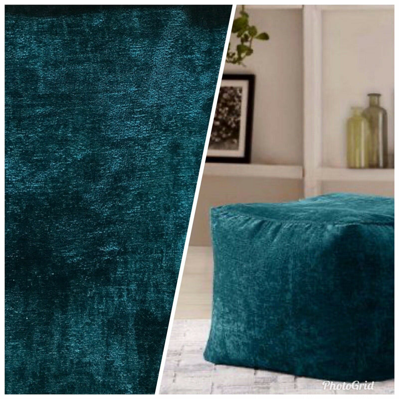Designer Upholstery Thick And Soft Chenille Velvet Fabric - Teal BTY - Fancy Styles Fabric Pierre Frey Lee Jofa Brunschwig & Fils