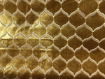 King Mark Novelty Designer Italian Burnout Geometric Velvet Fabric - Upholstery- BTY Gold - Fancy Styles Fabric Pierre Frey Lee Jofa Brunschwig & Fils