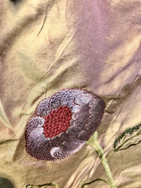 NEW! 1 Yard Remnant: Lady Achlynn Novelty 100% Silk Dupioni Embroidered Fabric - Made in India- Floral Pink - Fancy Styles Fabric Pierre Frey Lee Jofa Brunschwig & Fils