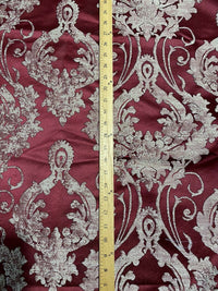 NEW! Fat Quarter- Lord Tustin Designer Damask Satin Drapery Upholstery Fabric - Dark Red - Fancy Styles Fabric Pierre Frey Lee Jofa Brunschwig & Fils