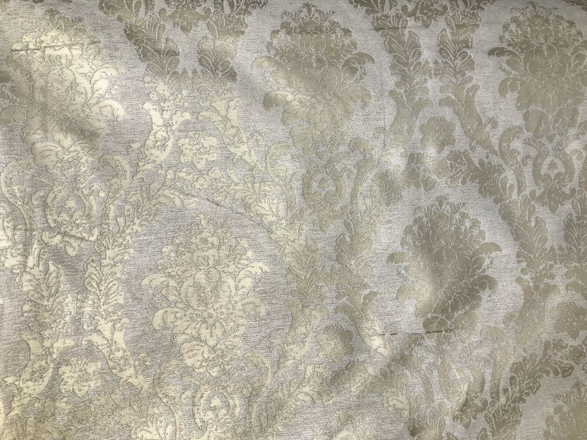 Lord Augustin Designer Velvet Chenille Burnout Damask Upholstery Fabric - Cream & Gold - Fancy Styles Fabric Pierre Frey Lee Jofa Brunschwig & Fils