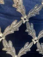Lady Cadence Designer Brocade Upholstery & Drapery Satin Fabric - Jewel Blue & Gold - Fancy Styles Fabric Pierre Frey Lee Jofa Brunschwig & Fils
