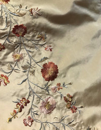 SALE! 100% Silk Taffeta Fabric - Embroidered Floral Taupe Gold - Fancy Styles Fabric Boutique