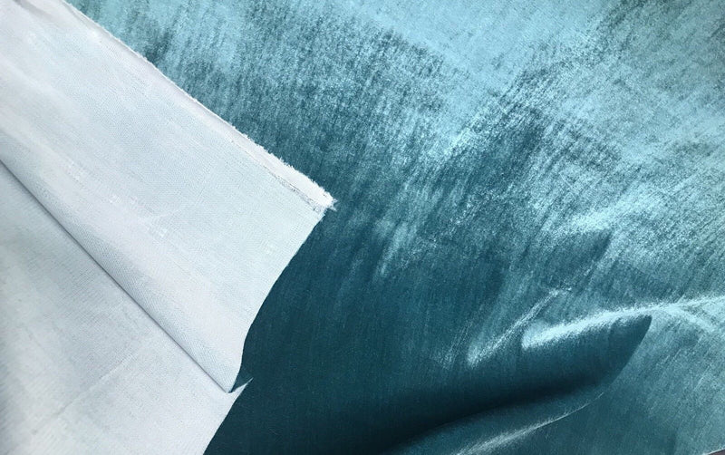 NEW! Designer Lined Silk Rayon Drapery Velvet Fabric By the yard- Turquoise - Fancy Styles Fabric Pierre Frey Lee Jofa Brunschwig & Fils