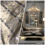 NEW! Lady Lana 100% Silk Taffeta Dupioni Embroidered Fabric Grey Taupe Gold Iridescent - Fancy Styles Fabric Pierre Frey Lee Jofa Brunschwig & Fils