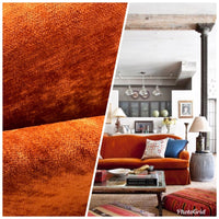 Designer Antique Inspired Chenille Velvet Fabric - Rust Brown Orange Upholstery - Fancy Styles Fabric Pierre Frey Lee Jofa