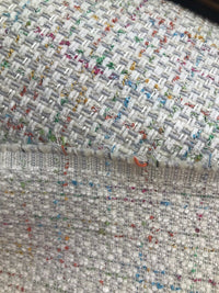 NEW Designer Nubby Upholstery Heavyweight Tweed Fabric- Lt Gray & Multicolor BTY - Fancy Styles Fabric Pierre Frey Lee Jofa Brunschwig & Fils