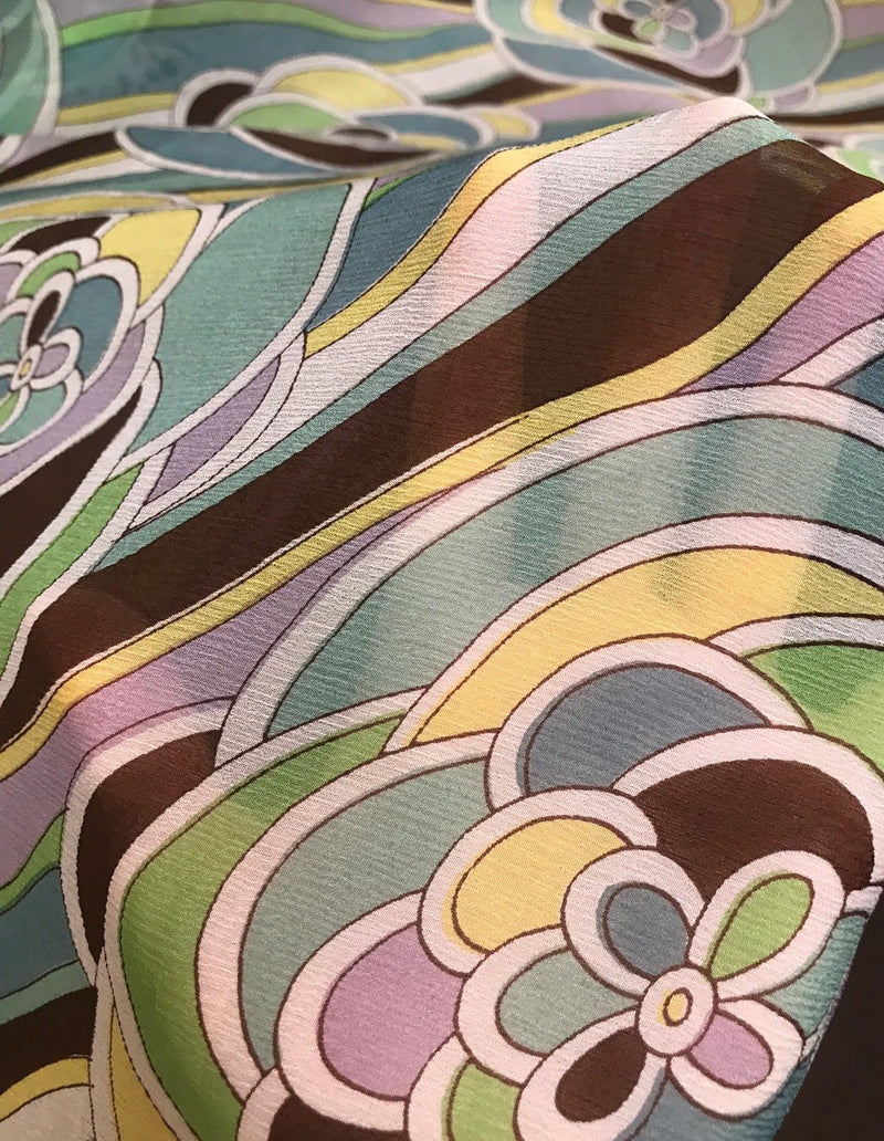 NEW! Designer 100% Silk Crinkle Chiffon Pucci Inspired Fabric By The Yard - Fancy Styles Fabric Pierre Frey Lee Jofa Brunschwig & Fils