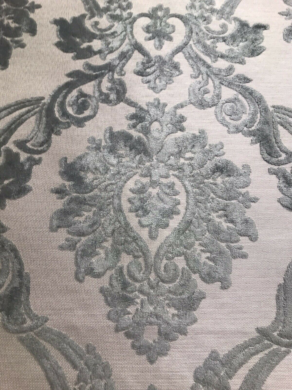 NEW Duke Raphael Designer Velvet Chenille Burnout Damask Upholstery Fabric - Grey - Fancy Styles Fabric Pierre Frey Lee Jofa Brunschwig & Fils