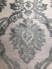NEW Duke Raphael Designer Velvet Chenille Burnout Damask Upholstery Fabric - Grey - Fancy Styles Fabric Pierre Frey Lee Jofa Brunschwig & Fils