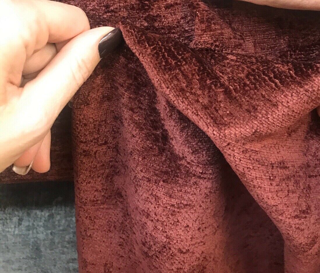 NEW! Designer Super Thick And Soft Chenille Velvet Fabric - Borolo Wine Red BTY - Fancy Styles Fabric Pierre Frey Lee Jofa Brunschwig & Fils