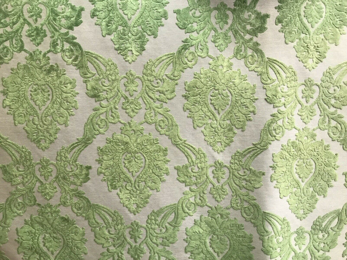 NEW Duke Raphael Designer Velvet Chenille Burnout Damask Upholstery Fabric - Green - Fancy Styles Fabric Pierre Frey Lee Jofa Brunschwig & Fils