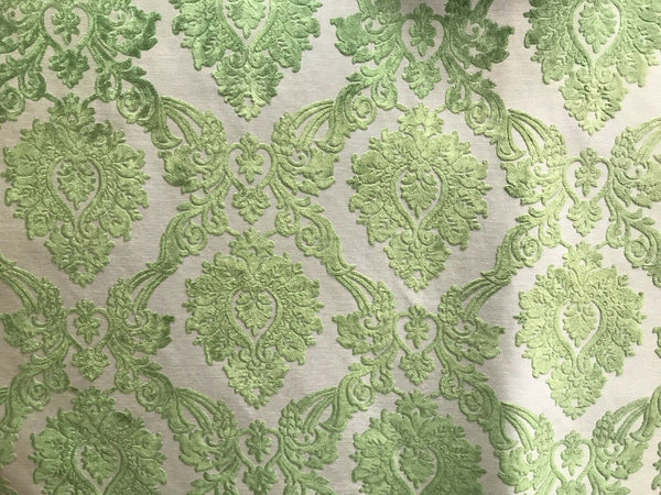NEW Duke Raphael Designer Velvet Chenille Burnout Damask Upholstery Fabric - Green - Fancy Styles Fabric Pierre Frey Lee Jofa Brunschwig & Fils
