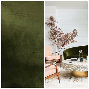 NEW! Designer Soft Velvet Fabric - Olive Green - Upholstery Weight BTY - Fancy Styles Fabric Pierre Frey Lee Jofa Brunschwig & Fils