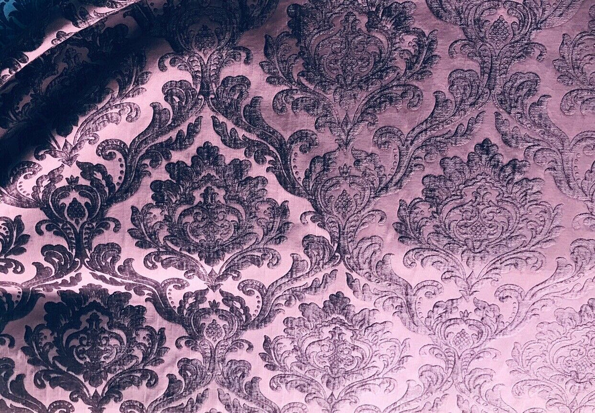 NEW Queen Isabella Designer Velvet Chenille Burnout Damask Upholstery Fabric - Purple - Fancy Styles Fabric Pierre Frey Lee Jofa Brunschwig & Fils