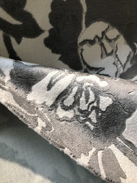 NEW! Burnout Velvet Upholstery Fabric Floral Charcoal (almost Black) & White - Fancy Styles Fabric Boutique
