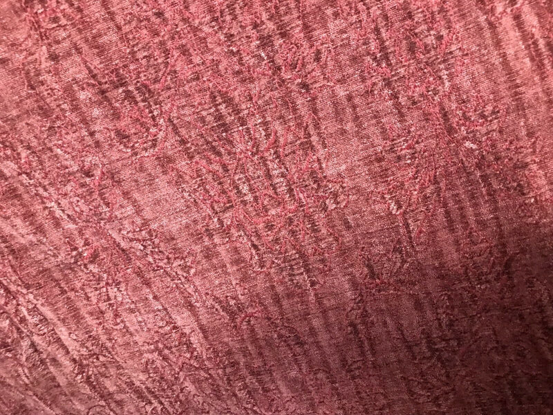SWATCH Designer Velvet Chenille Burnout Fabric - Antique Raspberry Red - Fancy Styles Fabric Pierre Frey Lee Jofa Brunschwig & Fils