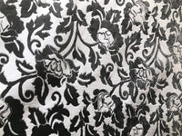 SWATCH Burnout Velvet Upholstery Fabric Floral Charcoal (almost Black) & White - Fancy Styles Fabric Boutique
