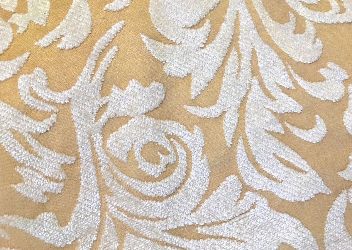 SWATCH- Designer Velvet Chenille Burnout Fabric - Cream Beige- Upholstery - Fancy Styles Fabric Pierre Frey Lee Jofa Brunschwig & Fils